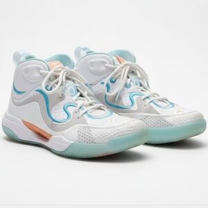 Avoli VOL II Mid Volleyball Shoes - White/Aqua/Sunset - Size 7.5
